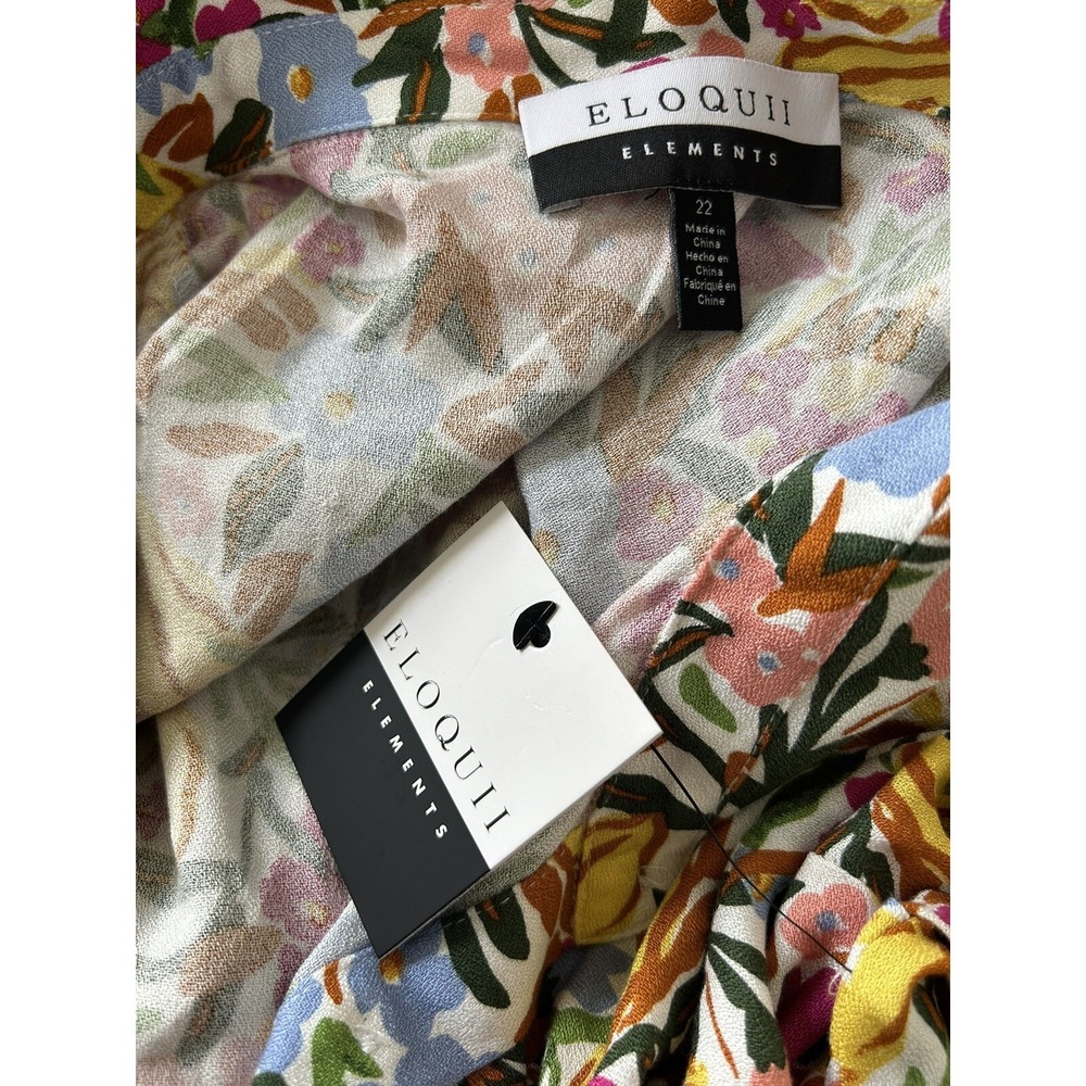 NWT ELOQUII Elements Women's Plus Tie Waist Floral Maxi Short Sleeve Dress Sz 22 - Picture 5 of 6